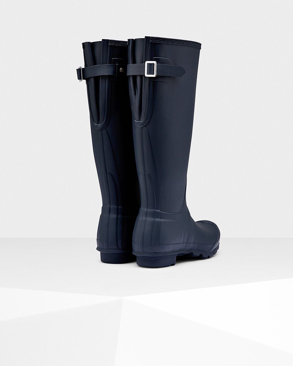 Womens Hunter Original Back Adjustable - Tall Rain Boots Navy - 1250-KZJQC